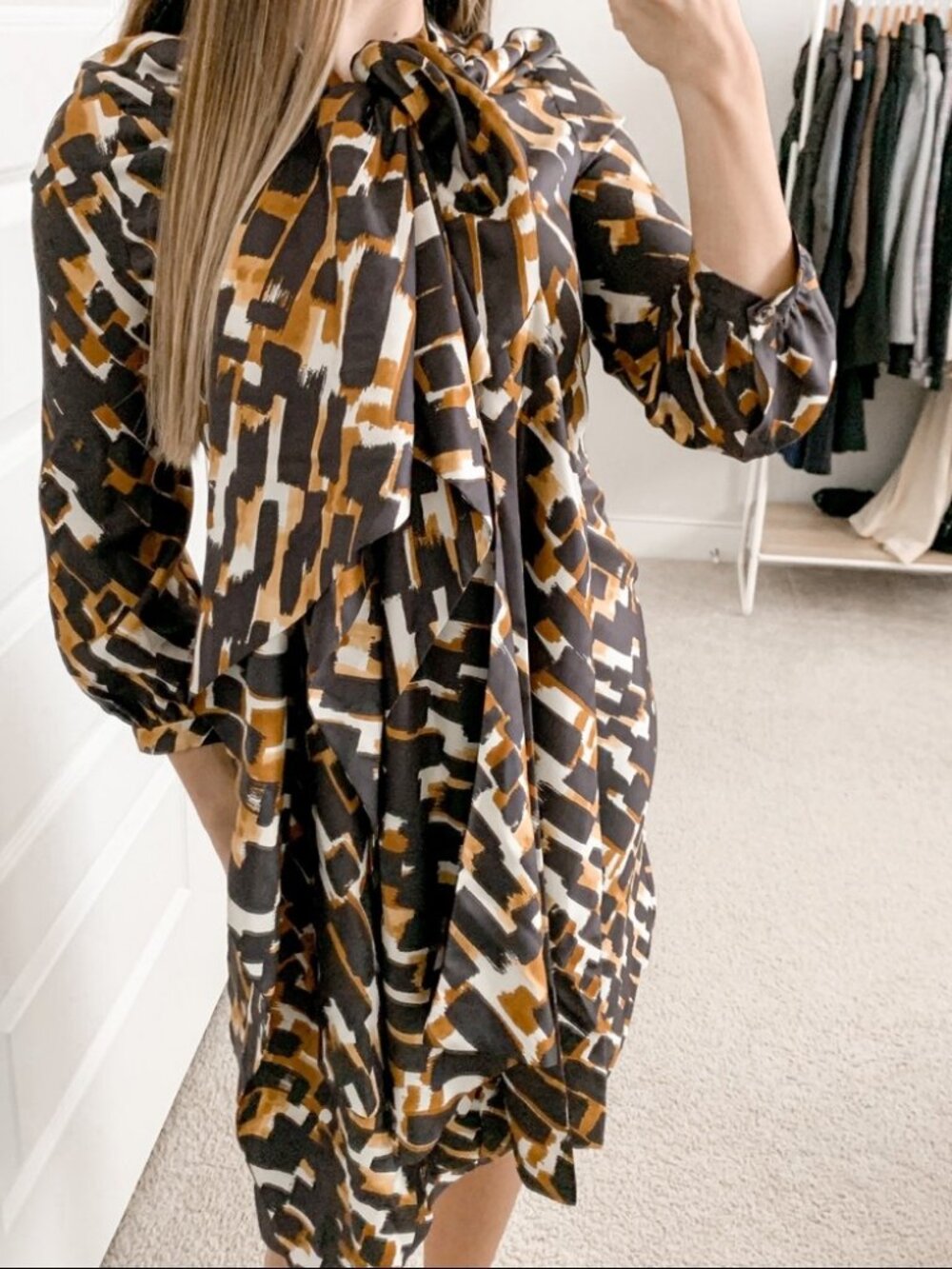 Thakoon Geometric Print Knee Length Dress Brown